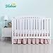 Pink Crib Skirt Pleated with White Lovely Pompoms, Bedding Dust Ruffle for Girls, 14