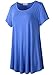 LARACE Women Short Sleeves Flare Tunic Tops for Leggings Flowy Shirt (3X, Blue)