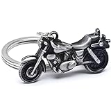 Krator New 3D Motorcycle Cruiser Bike Keychain Key Ring Chain Motor Keyring Gray Metal