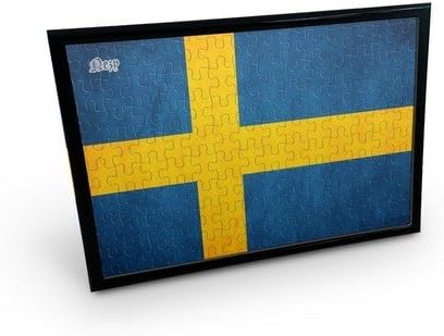 NEZY Sweden Vintage Flag 120 Pieces Jigsaw Puzzle with Table Photo Picture Home Decor Frame (11.4" x 7.9")