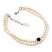 2 Strand Light Cream Imitation Pearl CZ Wedding Choker Necklace (With Ruby Red Coloured Central Stone)