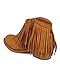 Soda CG82 Women Suede Layered Fringe Stacked Western Ankle Bootie - Tan