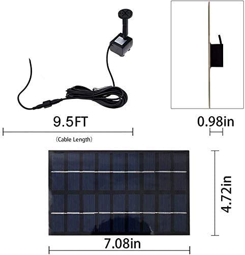 bestc 1.8W Solar Fountain Water Pump for Bird Bath Solar Powered Fountains Outdoor Garden Pond Pump for Fish Tank Small Pond Pool Garden and Lawn