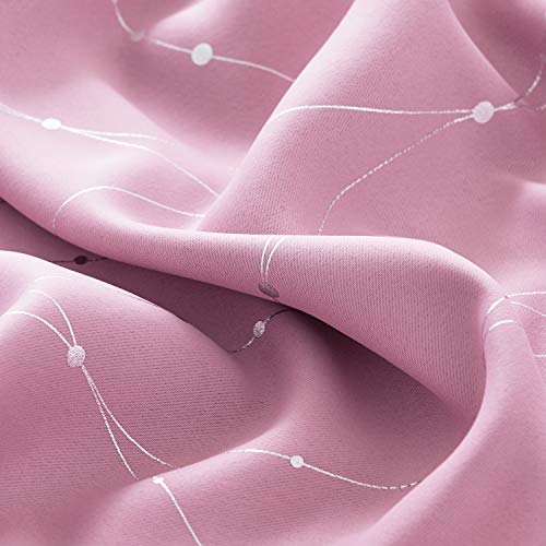 image for Deconovo Wave Lines with Dots Foil Printed Grommet Top Blackout Curtai