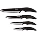 HULLR 6 Piece Black Ceramic Blade Kitchen Knife Set with Acrylic Stand - Mirror Finish