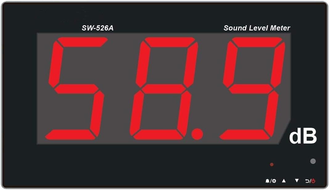 TestHelper SW-526A Sound Level Meter Tester 30-130db 18in Large Screen LCD Display Wall Hanging Type Decibel Noise Measuring with Alarm (Enlarged Sound Level Meter)