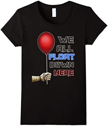 Womens We all float down here - Scary Clown Red balloon T Shirt Small Black