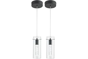 BESTWEST Black Pendant Light, Modern Pendant Light Kitchen Island Pendant Light Fixtures, Modern Island Light with Bubble for Kitchen, Kitchen Chandelier Light Fixture (5W, 2 Pack)