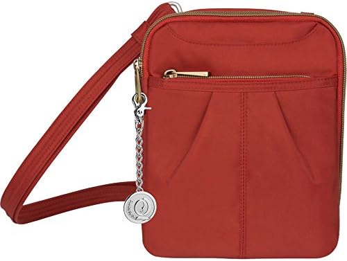 Travelon 42949 Anti-Theft Signature Slim Day Bag (Cayenne) with Metal Charm Keychain