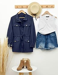 MEROKEETY Womens 2022 Fall Safari Utility Zip Up