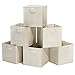 Home 6-Pack Storage Bins Set - Collapsible, Foldable Cube Organization for Shelves and Cubbies in, Offices, and Nurseries Complete (Beige)