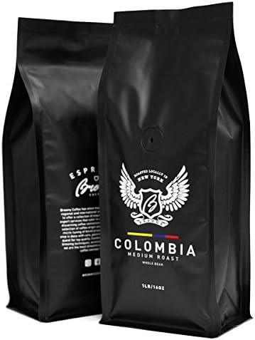 Browny Colombian Supremo Premium Artisan Roast Coffee Whole Beans - "Golden Medium" 435 - 16oz, 1 Pound