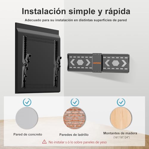 JXMTSPW Soporte de TV con inclinación para Pantallas de 32”-84”, Máx VESA 600x400 mm,Soporta hasta 75 kg, 40 42 43 50 55 60 65 70 75 Pulgadas Universal Soporte de Pared para TV Inclinable
