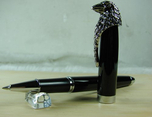 Lanxivi American Bald Eagle Head Clip Fuliwen Roller Pen with Pen Pouch - Thumbnail 6
