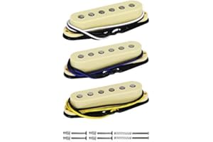 FLEOR Alnico 5 Single Coil Pickups Flat Pole Guitar Neck/Middle/Bridge Pickup Set Cream