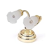 SODIAL(R) 1:12 Doll house Miniature LED Mini Double Headed Wall Lamp Light
