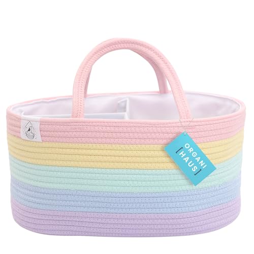 Rainbow OrganiHaus Pastel Rope Diaper Caddy Organizer