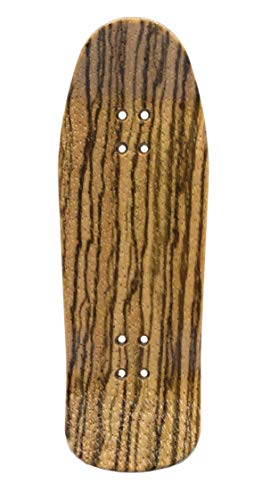 Wooden Fingerboard Carlsbad Cruiser Deck, Zebrawood - 34mm x 100mm - Handmade, Pro Shape & Size - Five Plies Wood Veneer - Includes Prolific Foam Tape - Teak Tuning