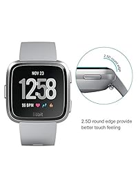 [6 Pack] OMOTON Screen Protector for Fitbit Versa Versa Lite Edition - Tempered Glass Screen Protector for Fitbit Versa Versa Lite Edition Watch [Bubble  ] [Scratch Resistant], Not Full Coverage