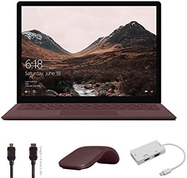 2017 Surface Laptop Bundle (4 Items): Surface Laptop Burgundy Core i5, 8GB, 256GB SSD, Surface Arc Mouse Bungundy, Mini DisplayPort Adaptor and HDMI Cable