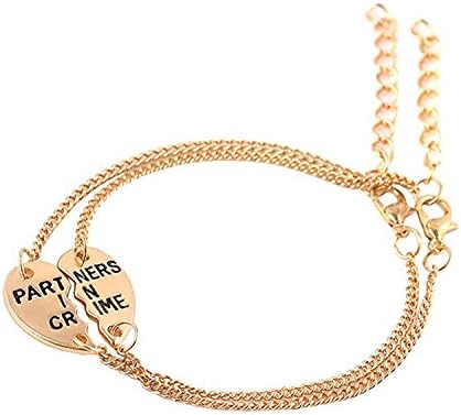 Also Easy Best Friends Bracelets Partners In Crime BFF 2 Split Heart Link Bracelet Gift Jewelry Golden