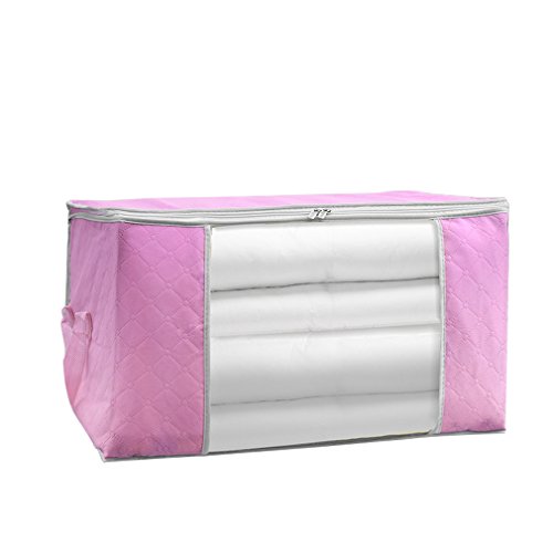 Clothes,Blanket Storage Bag,Large Capacity Household Home Organizers with Transparent Window for Comforters,Bedding,Duvets,Quilts,Pillows,Sweaters,Create Extra Storage Space,Anti-mold,Pink