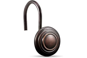 CHICTIE Bronze Shower Curtain Hooks - Oil Rubbed,Set of 12 Circle Decorative Shower Curtain Rings,Metal Rustproof Shower Curt