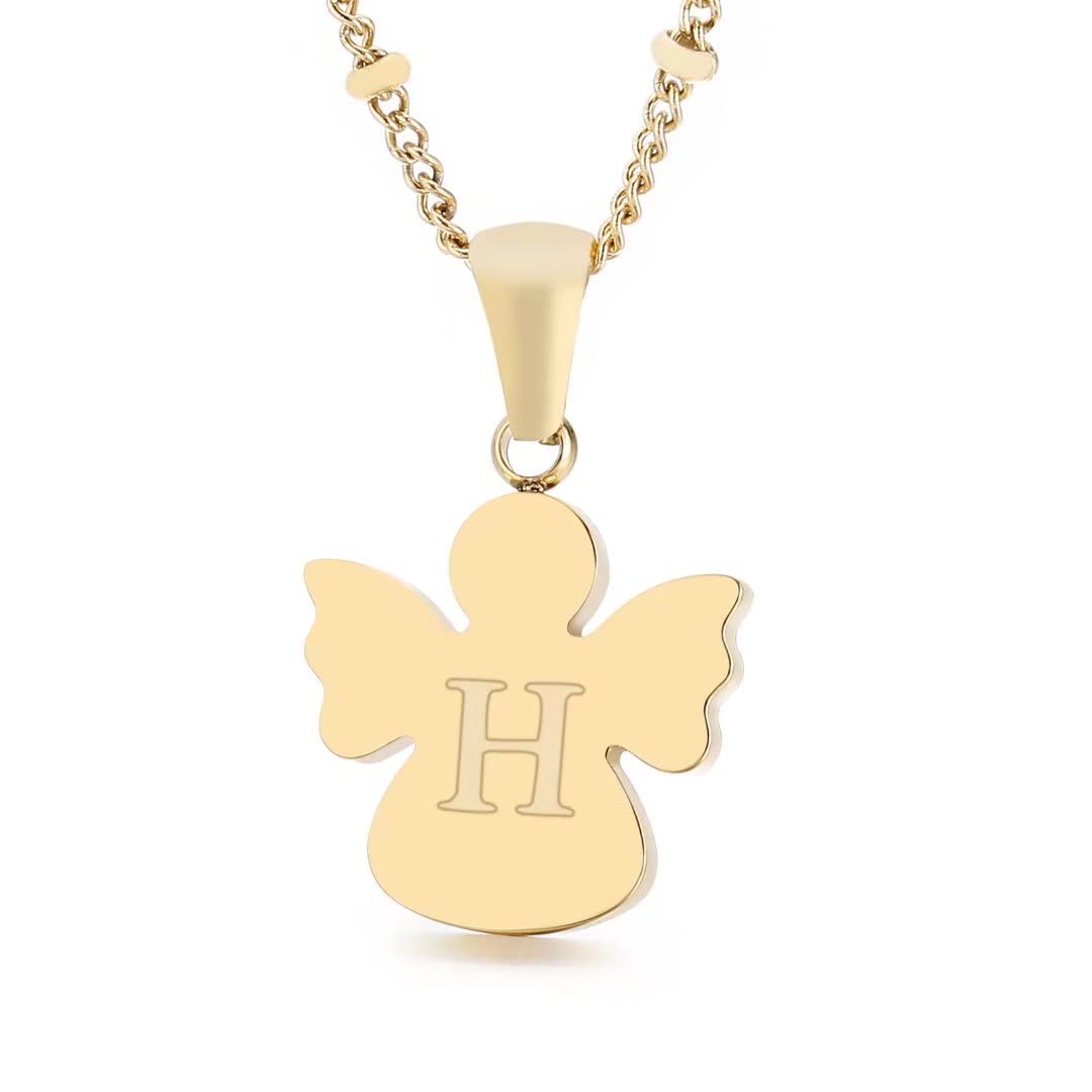 Qings Initial H necklace, 26 letters golden angel chain, chain length 50 cm