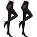 MANZI 2 Pairs Women's Run Resistant Control Top Panty Hose Opaque Tights(Small,Black)