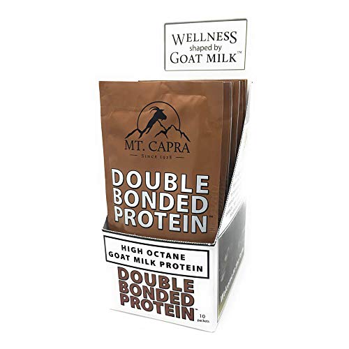 MT. CAPRA SINCE 1928 Double Bonded Protein | Whole Goat Milk Protein with Natural Blend of Casein and Whey from Grass-fed Pastured Goats, Dark Chocolate Flavor - 10 Packets