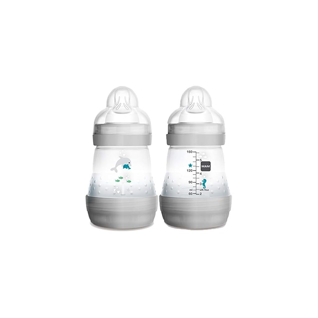 MAM Easy Start Self Sterilising AntiColic Baby Bottle 2 Pack (2 x160 ml) with Slow Flow MAM