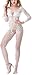 Rozegaga Womens Sexy Large Scale Swirl Pattern Crotchless Fishnet Bodystocking (White)