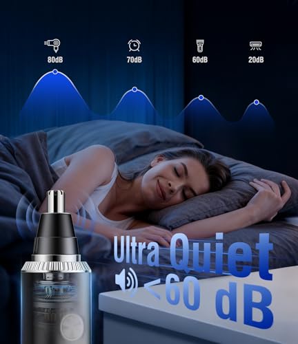 Rechargeable Nose Hair Trimmer for Men and Women, 3-in-1 Professional Painless Eyebrow and Facial Hair Trimmer, IPX7 Waterproof Nose Trimmer Men with Dual Edge Blades,Eyebrow Trimmer