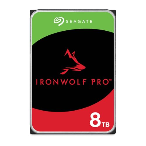 Seagate IronWolf Pro 8 TB, NAS interne Festplatte, 3.5 Zoll, 7200 U/Min, CMR, 256 MB Cache, SATA 6 GB/S, inkl. 3 Jahre Rescue Service, Modellnr.: ST80