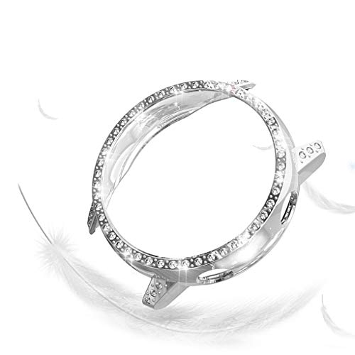 Cywulin Protective Case Cover Compatible for Samsung Galaxy Watch Active Bling Glitter Diamond Jewelry Scratch Proof Shockproof Plated Bumper Shell Frame Ultra-Thin Protector Accessories (Silver)