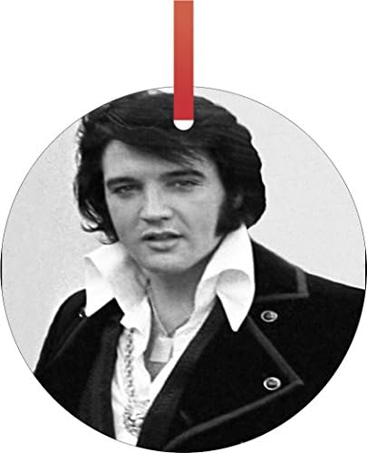 Lea Elliot Elvis Presley Up Close, Semi-Gloss Holiday Hanging Tree Ornament, Flat Round-Shaped
