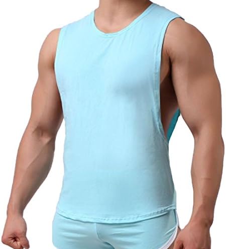 SportsX Men's Essential Sportstyle Baselayer Round Neck Vest Shirt Sky Blue L
