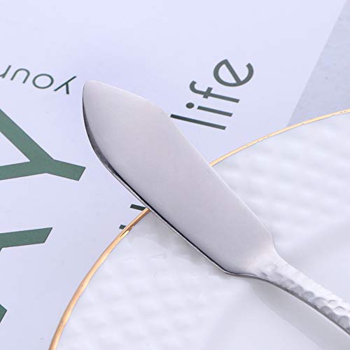 BUY&USE 12 PCS 5.3 Inch Butter Knives Cheese Spreaders Stainless Steel hammered surface Silverware Dinnerware Set for Butter Sandwiches Cheese Breakfast