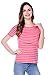 Bearsland Maternity Women's Striped Short Sleeves Maternity Nursing Top Pink Size M