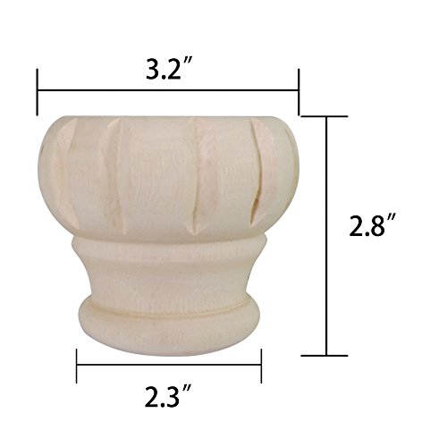 Btibpse Wooden Furniture Legs 3'' Unfinished Bun Feet for Sofa, Chair
