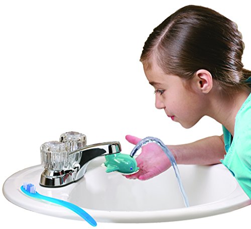 Faucet Drinking Fountain, Best Kids Water Dispenser, Makes Toothbrush Time Fun For All Ages, One Step Installation Takes Seconds, Saves Mess & Water - Dolphin (2 Pack)