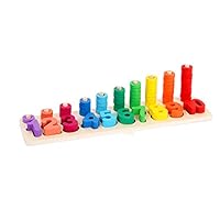 KangRuiZhe Montessori Materials Wood Math Blocks Shape Sorter Number and Stacking Learning Toys (Mathematics)