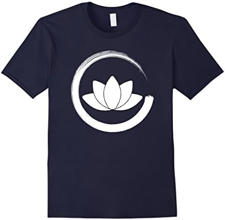 Mens Lotus Symbol Shirt - Zen Buddhist Enso Circle Large Navy