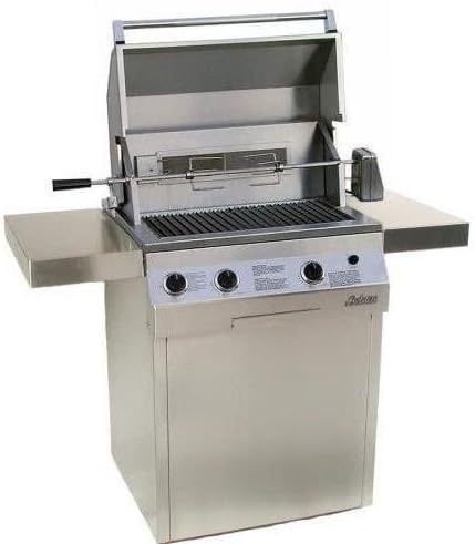 Solaire27-Inch Deluxe Infrared Natural Gas Grill on Square Cart Base with Rotisserie Kit, Stainless Steel