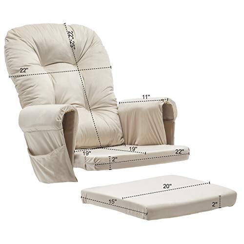 Paddie Glider Rocker Replacement Cushions with Storage Velvet Washable