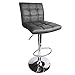 Leopard Adjustable Leather Bar Stools Square Back,PU Leather Padded with Back, Set of 2 (Grey)