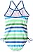 Kanu Surf Girls' Layla Beach Sport Banded 1 Piece Swimsuit, Sassy Blue Stripe, 8
