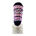 Pudus Nordic Pink Cozy Winter Slipper Socks for Women and Men with Non-Slip Grippers and Faux Fur Sherpa Fleece - Adult Regular Fuzzy Socks