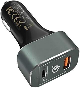 YOSH Car Charger, 45W Power Delivery & 18W Quick Charge 3.0, Car Cigarette Lighter in Car Charger 2-Port USB C & USB A Fast Charging for iPhone 12 11 XS Max XR X, MacBook Pro/Air, Samsung Huawei etc.