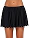 ACKKIA Women's Scalloped Hem Skirted Tankini Bottom Short Swim Skirt Swimsuit Black Size Large (Fit US 12 - US 14)